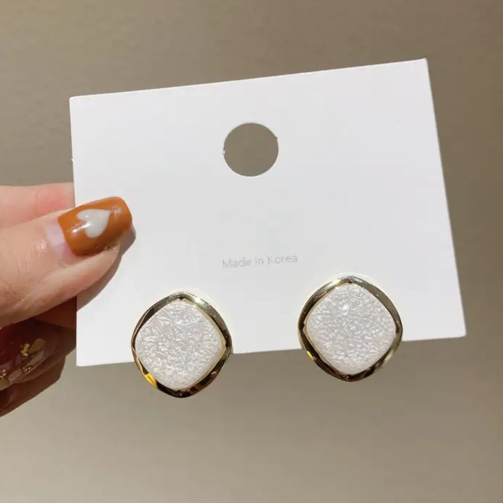Gold Filled White Square Earrings